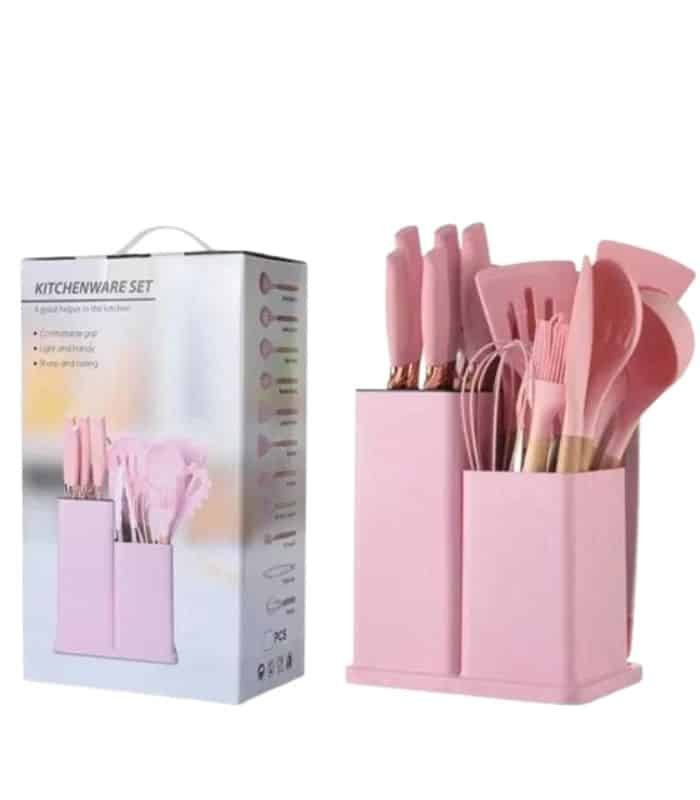19PCS KITCHEN UTENSILS SET PINK
